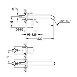 Grohe Essence İki Delikli Lavabo Bataryası L-boyut - 29193a01