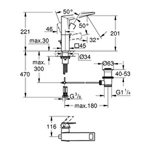 Grohe Allure Brilliant Tek Kumandalı Lavabo Bataryası 1/2" L-boyut - 24344al0