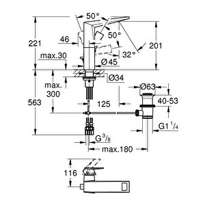 Grohe Allure Brilliant Tek Kumandalı Lavabo Bataryası 1/2" L-boyut - 24344000