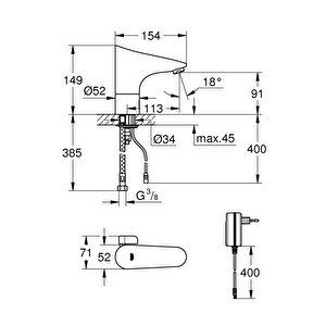 Europlus E Fotoselli Lavabo Bataryası, 1/2", Çift Su Girişli
Ayarlanabilir Sıcaklık Sınırlayıcısı - 36015001