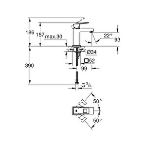 Eurocube Tek Kumandalı Lavabo Bataryası 
S-boyut - 2313200e