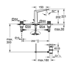 Grohe Allure Brilliant Private Collection 3 Delikli Lavabo Bataryası  L-boyut - 20670al0