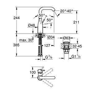 Grohe Essence Tek Kumandalı Lavabo Bataryası 1/2" L-boyut - 24182001