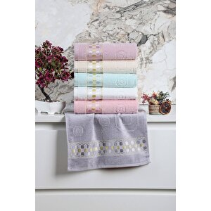 6 Lı Renkli Kadife Jakarlı Mutfak Havlusu Seti 30x50 Cm Renkli Renkli