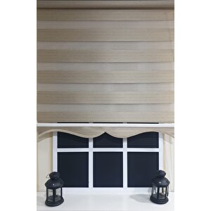 Zebra Stor Perde Organze Koyu Bej Gümüş Simli Etek Dilimli Stb910 40x200 cm