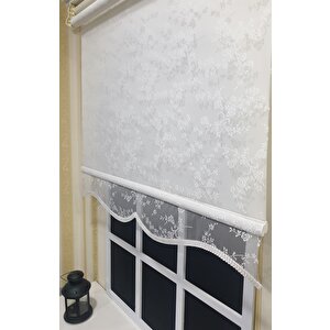 Kırık Beyaz Tül Perde Ve Ekru Çift Mekanizmalı Stor Perde Stb4003 170x260 cm