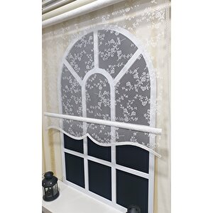 Kırık Beyaz Tül Perde Ve Ekru Çift Mekanizmalı Stor Perde Stb4003 170x260 cm