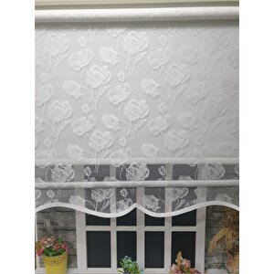 Çift Mekanizmalı Kirli Beyaz Tül Perde Ve Ekru Stor Perde Stb1093 170x200 cm