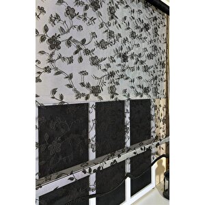 Çift Mekanizmalı Siyah Tül Perde Ve Ekru Stor Perde Stb45248-v112 80x200 cm