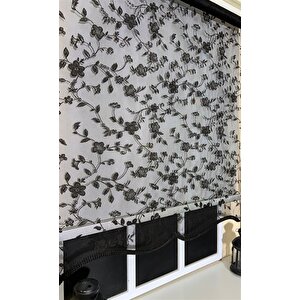 Çift Mekanizmalı Siyah Tül Perde Ve Ekru Stor Perde Stb45248-v112 80x200 cm