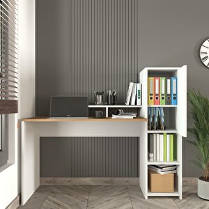 Ayaz Çalışma Masası , Kitaplıklı , Raflı , Dolaplı , Oyuncu Masası Beyaz-sepet