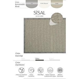 Leon M40 Hav Toz Vermez Kolay Temizlenen Hasır Doku İnce Düğüm İthal Sisal Halı 120x180 cm
