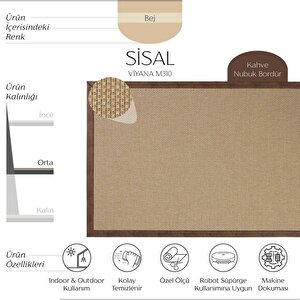 Viyana M310 Hav Toz Vermez Kolay Temizlenen Hasır Doku İnce Düğüm İthal Sisal Halı 80x150 cm