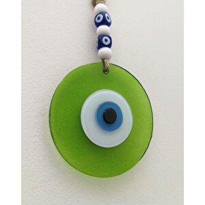 Renkli Cam Nazarlık Duvar Süsü Nazar Boncuğu Açık Yeşil