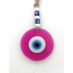 Renkli Cam Nazarlık Duvar Süsü Nazar Boncuğu Pembe