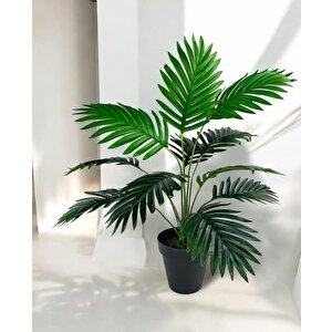 Yapay Ağaç Salon Bitkisi Areka Palmiye Siyah Saksıda 60cm 12 Yaprak Plastik