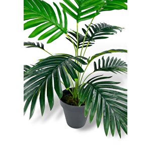 Yapay Ağaç Salon Bitkisi Areka Palmiye Siyah Saksıda 60cm 12 Yaprak Plastik
