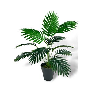 Yapay Ağaç Salon Bitkisi Areka Palmiye Siyah Saksıda 60cm 12 Yaprak Plastik