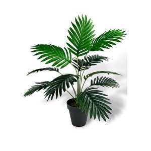Yapay Ağaç Salon Bitkisi Areka Palmiye Siyah Saksıda 60cm 12 Yaprak Plastik