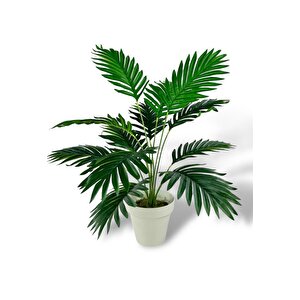 Yapay Ağaç Salon Bitkisi Areka Palmiye Krem Saksıda 60cm 12 Yaprak Plastik