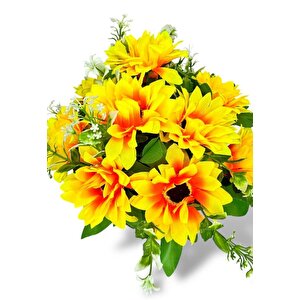 Yapay Çiçek Gri Seramik Saksıda Ay Çiçeği Sunflower 30cm