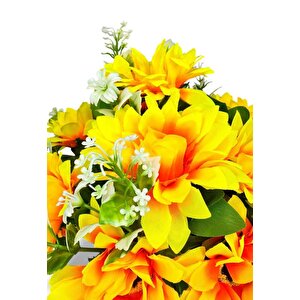 Yapay Çiçek Gri Seramik Saksıda Ay Çiçeği Sunflower 30cm