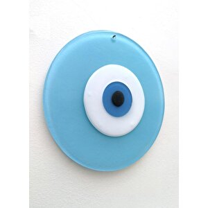 Büyük Boy Cam Nazarlık Nazar Boncuğu Lüks Kalite 20 Cm Çap El Işi Turkuaz Mavi Göz