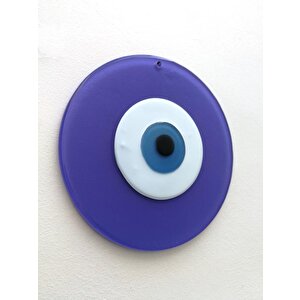 Büyük Boy Lila Cam Nazarlık Nazar Boncuğu Lüks Kalite 20 Cm Çap El Işi