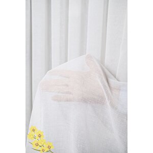 Neoklasik Keten Tül Perde 1x3 Sık Pile - Kırışmaz Ütü Gerektirmez - Dökümlü Extra Gramajlı 180x230 cm