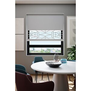 Lazer Kesim Mat Stor Perde Gri Plz-9005 210x200 cm