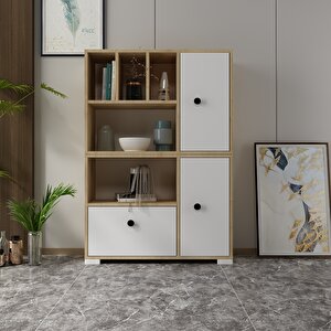 Avonna 3 Kapakli,rafli Ki̇taplik Safi̇rmeşe-Beyaz Beyaz-Safirmeşe