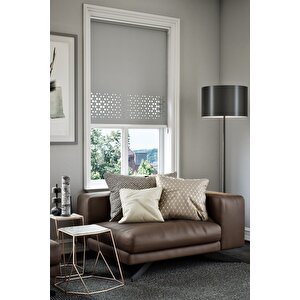 Lazer Kesim Mat Stor Perde Gri Plz-3005 210x200 cm