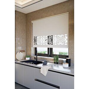 Lazer Kesim Mat Stor Perde Ekru Plz-5002 200x200 cm