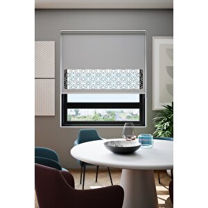 Lazer Kesim Mat Stor Perde Gri Plz-111005 215x200 cm
