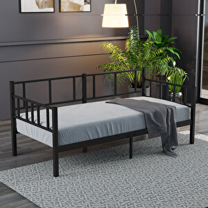 Daybed 90x200 Cm, Doruk Daybed Metal Karyola, Sedir Karyola, Siyah Renk