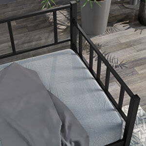 Daybed 100x200 Cm Metal Karyola, Sedir Karyola, Siyah Renk
