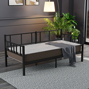 Daybed 100x200 Cm Metal Karyola, Sedir Karyola, Siyah Renk