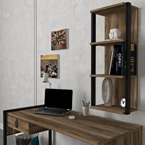Dekorister Lost Çalışma Masası + Duvar Rafı Ceviz