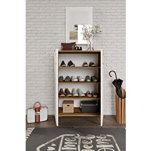 Panjurlu Metal Kulp Ayakkabılık  Çok Amaçlı Dolap Mutfak Dolabı Kiler Balkon Banyo Dolabı Ekru Ceviz