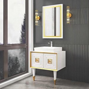 Denko Hazel 80 Cm Mdf Beyaz Banyo Dolabı Alt Modül Ve Lavabo