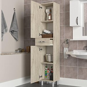 Selin 2 Kapak 1 Çekmeceli Banyo Boy Dolabı Traverten