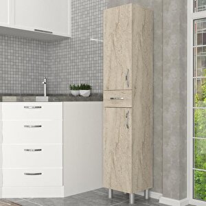 Dekorister Selin 2 Kapak 1 Çekmeceli Banyo Boy Dolabı Traverten