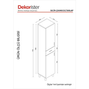 Dekorister Selin 2 Kapak 1 Çekmeceli Banyo Boy Dolabı Traverten