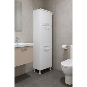 Azzuri̇ Furniture Çamaşır Sepetli Banyo Dolabı 2 Sepetli Çok Amaçlı Dolap Beyaz