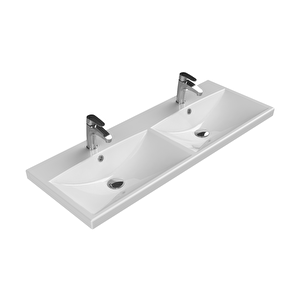 Turkuaz Etajerli Lavabo, Elite, 120x45 Cm, Çift Hazneli