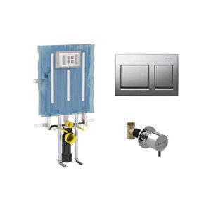 Alpha Kombifix Duvariçi Gömme Rezervuar Seti 8cm + Mat Krom Kapak