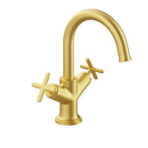 Origin Classic A4288425 Çift Kumandalı Lavabo Bataryası, Fırçalı Altın