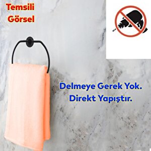 Metal Bez Havluluk Aparatı Yapışkanlı Lavabo Banyo Mutfak Standı Bez Havlu Askısı Paslanmaz Siyah