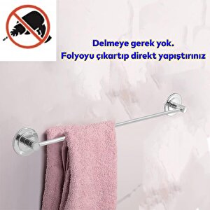 Yapışkanlı Banyo Mutfak Metal Krom Bez Havluluk Bez Havlu Standı Askısı Paslanmaz 42 Cm