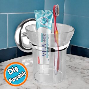 Banyo Diş Fırçalık Vidalı Diş Fırçası Kabı Kutusu Krom Kristal